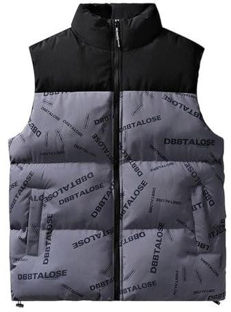 Ärmellose Weste Herren 3D Druck Reißverschlussleiste Skijacke Herren Casual Klassisch Winterjacke Herren All-Match Ohne Kapuze Sweatjacke Täglicher Verschleiß Herren C-Blue XXL