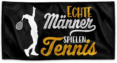 PR Print Royal Handtuch für Sportler mit Spruch - Echte Männer Spielen Tennis - Geschenk Sportler, Geschenk Tennis, Tennisspieler | Handtuch Geschenke für Männer, 140 x 70