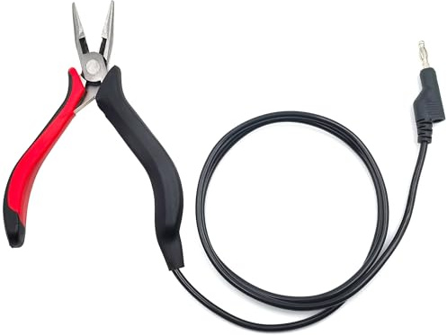 Auyuve Grounded Plier, Precise Control Unleash Unrivaled Precision for Fine Chain Welding, 3ft Cable Secure Connection, Red, Ideal for Permanent Jewelry Fine Chain Welding