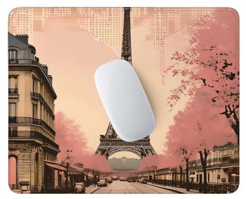 Jalican Mouse Mat 260x220 mm Soft Comfortable Gaming Mouse Pad, Non-slip Rubber Base Waterproof Smooth Surface Durable Stitched Edges Mousepads for Office Decor Working Desk Pad - Eiffel Tower X-9
