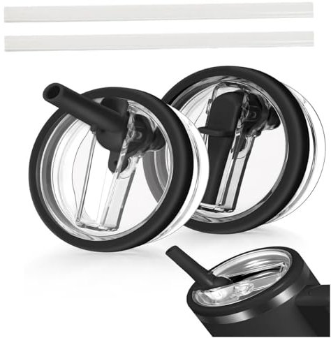 2 Stück Ersatzdeckel für 40oz Becher,Auslaufsicherer Ersatzdeckel für Stanley Cup Tumbler Abdeckungen Becher mit Strohhalme Deckel Ersatzdeckel für Stanley Cup Zubehör (Schwarz)