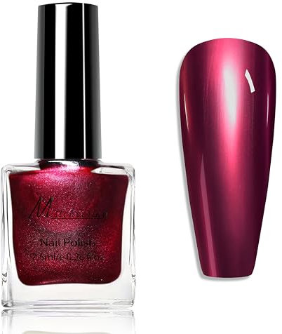 Metall Spiegel Nagellack Dunkelrot - 7,5ML Nail Polish Spiegeleffekt Schnelltrocknend Chrom-Nagellack Fingernagellack Einfach zu Verwenden & Entfernen Kratzfest, Nagelkunst DIY zu Hause (Dunkelrot)