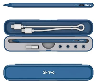 Skriva Stylus Pen für iPad mit Neigungsempfindlichkeit, Palm Rejection, Magnetbefestigung, USB-C-Ladung, Aufbewahrungstasche & Zubehör, Hochpräziser Bleistift für iPad Pro, Air, Mini ab 2018