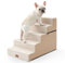 COZY KISS Hundetreppe, 5 Stufen Multifunktionale aus Hochdichtem Schaumstoff für Bett Couch Sofa, 60cm Hoch Katzentreppe für Altere Verletzte Hunde (Beige, 75x50x60cm-Abnehmbar, 5)