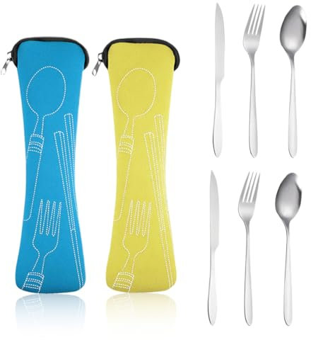 Couverts de camping en acier inoxydable pour 2 personnes - Couverts de voyage - Pour le camping, les pique-niques, les écoles et la restauration - Couverts et accessoires de camping