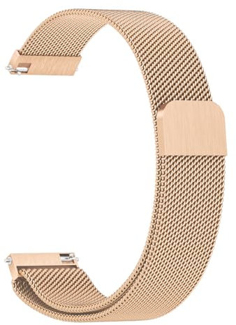 Amzpas Edelstahl Mesh Uhrenarmband 22mm 20mm 19mm 18mm Metall Ersatz Armband Magnetverschluss Smartwatch Schnellverschluss Watch Uhren Ersatzband Für Damen Herren(22mm,Roségold)