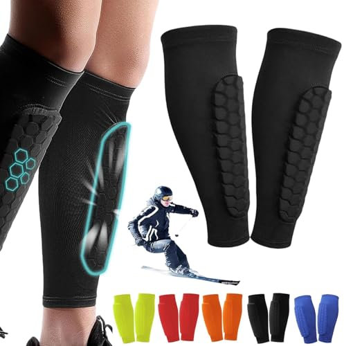 Nbzsmlkn Achilles Shinbang Shields, Shinbang Protector 2.0, ShinDefender Schienbeinschoner, Shinbang Ski-Protektoren, Shindefender Schienbeinschoner, Shinbang Protector Ski (Schwarz,XL)