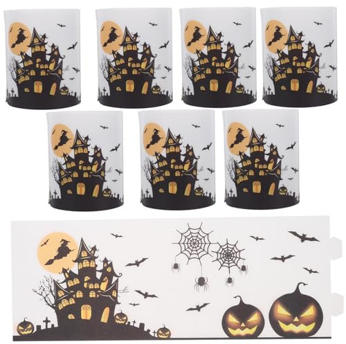 ADOCARN 8piezas Funda Cilíndrica para Velas De Halloween Tubos Plásticos Decorativos Protección para Velas Sombras para Crear Románticos y Acogedores