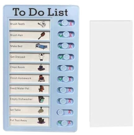 XOXVURI 1 Stück Checklist Boards mit 10 Blanko Papier, To Do List Memo To Do Planer 20x12cm Tafel für Kinder ohne Logo oder Schrifte, Aufkleber für Lernplanung Zeitplan, Blau