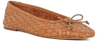 Dune London Ladies Heat Woven Leather Bow Detail Ballet Pumps Size UK 3 Flat Heel Tan