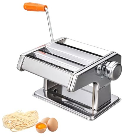 Italian Pasta Making Machine, 9 Adjustable Thicknesses Stainless Steel Italian Pasta Drum Cutting Machine for Baking Wide Pasta Dough with Italian Pasta Layers