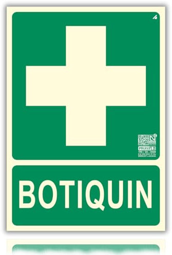 LEIASA | Señal Botiquín Homologada - 21x30 cm - Clase B D≤10m - PVC Luminiscente - Señal Certificada en Sostenibilidad - Cartel Fotoluminiscente Botiquín - Cartel Botiquín Homologado