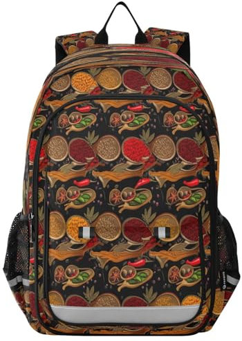 RPLIFE Bold Spices Schulrucksack für Kinder, coole Büchertaschen für Jungen, großer Kinderrucksack, Schwarz