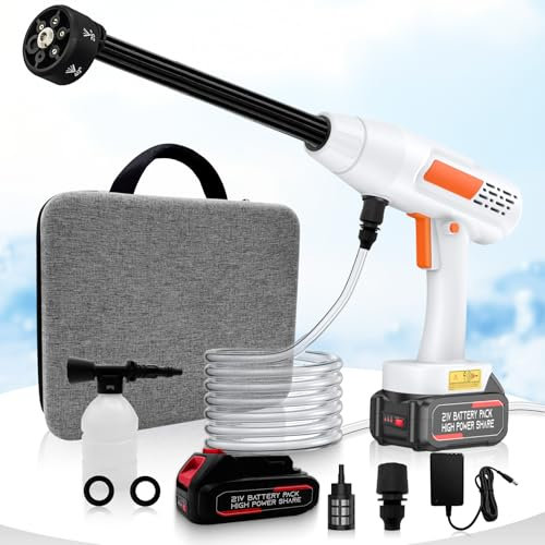 Cordless Pressure Washers, 6 in 1 Portable Power Washer for Patio and Car with 5M Hose, 300L/H Battery Jet Wash Tool, High-Pressure Cordless Jet Wahers/Pressure Washers