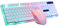 Teclado y Mouse de Juegos, Teclado de Juegos con Cable y Conjunto de Mouse USB Combo GTX300 Wired - LED retroiluminado para PC/computadora portátil (Blanco) ‌