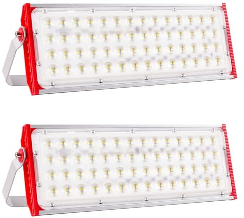 Focos LED Exterior 200W, 20.000 lúmenes Proyector LED Exterior IP66 Impermeable foco exterior de Floodlight 2 Piezas foco blanco frío de 6500K, luz de inundación para almacén garaje jardín patio