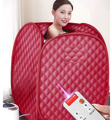 Sauna de Vapor portatil, Sauna con mando a distancia, Sauna saludable, sauna doméstica, para el hogar, Individual, Ideal para desintoxicación y pérdida de Peso (80 * 80 * 100cm-Rojo)