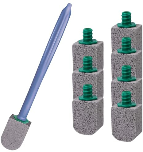 Pierre Ponce Brosse Toilettes WC,8 Recharges de Nettoyage Ponce avec Long Manche,Nettoyage Efficace,pour Les Toilettes, Les Cuisines,Les éviers et Les Lavabos