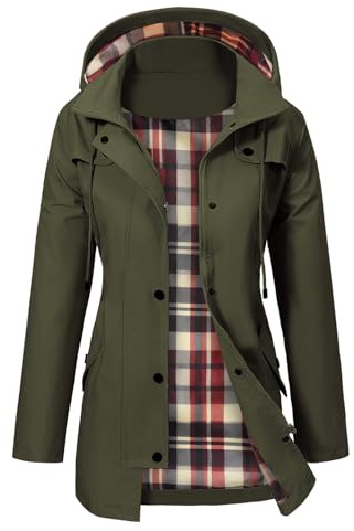 PASUDA Veste Imperméable Femme Longue Manteau de Pluie à Capuche Doublure Coupe-Vent Longue Vêtements Imperméables Léger Parka Poncho Trench Coat pour Camping Extérieur