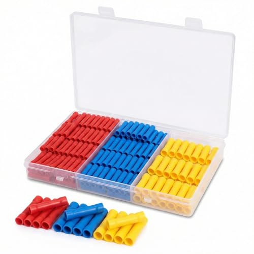 Kievano 220 Stück Stoßverbinder Set 0,5–6mm², Isolierte Quetschverbinder Crimpverbinder mit Box, Rot/Blau/Gelb Kabelverbinder Sortiment für KFZ, Auto, Elektrik, Haushalt
