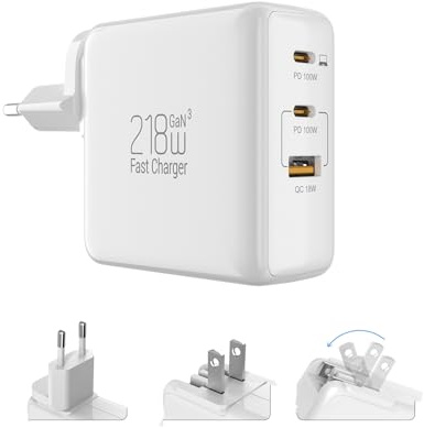 100W USB C Ladegerät 3-Ports Schnellladegerät 100W PPS USBC Netzteil | Mit EU/US Stecker für Macbook iPhone 17 Pro Max 16 15 14, iPad, Samsung Galaxy S25 Ultra S24 usw