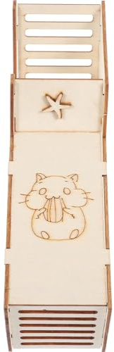 Hamster Versteckhaus mit Rampe und Leiter 21x10x6cm | Belüftet, Rustikaler Stil, für Kleine Rennmäuse und Käfigzubehör im Innenbereich