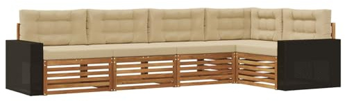 vidaXL Outdoor-Sofagarnitur 5 pcs Natur und Beige 331 x 172,5 x 73 cm, Patio Lounge, modernes Sofa für draußen, wetterfestes Gartenmöbel, bequemes Terrassen-Set