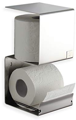 WC Rollenhalter/Toilettenpapierhalter mit Abstellfläche/Ersatzrollenhalter - Made in Germany -