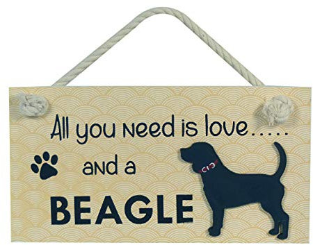 Instant Gifts Wooden Pet Sign - All You Need Is Love and a Beagle