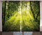 ABAKUHAUS Wald Rustikaler Gardine, Scenic Morgen in der Natur, Schlafzimmer Kräuselband Vorhang mit Schlaufen und Haken, 280 x 245 cm, Grün