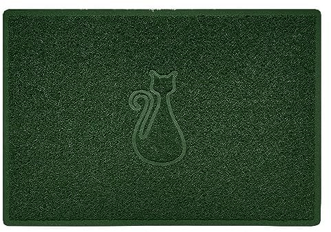 Nicoman CAT Embossed Shape Door Mat Dirt-Trapper Washable Barrier Doormat-(Use Indoor or Sheltered Outdoor)-(90x60cm/3x2ft,Large) Green