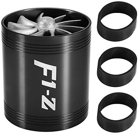 KIMISS Auto Lufteinlass Turbo, Auto Turbonator Dual Fan Turbine Superlader Gas Fuel Saver Turbo Ersatz Super Fuel Saver(Schwarz)