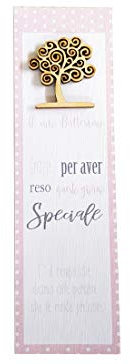 20 pz. segnaposto in Carta per Battesimo con Decorazione Legno (Albero della Vita A1957, Rosa)