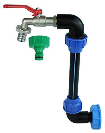IBC Schwanenhals 3/4 Auslaufhahn für Regenwassertank Wasserfaß Regenfass IBC-Container Tankhahn S60x6 Wasserhahn Absperrhahn 3/4 Zoll IBC Adapter für das Bequeme Befüllen der Gießkanne