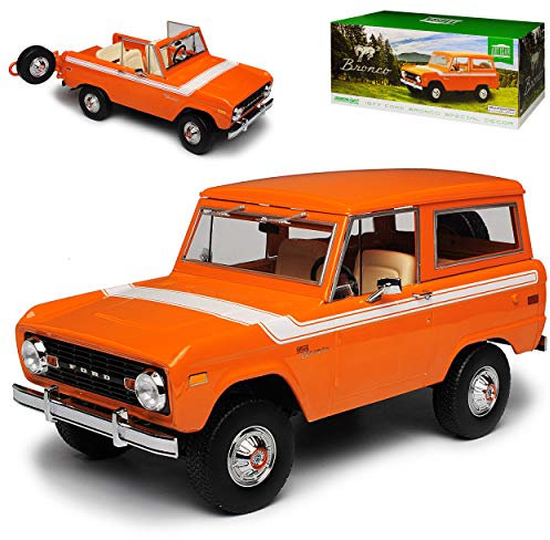 Greenlight Ford Baja Bronco Orange mit abnehmbarem Dach 1. Generation 1966-1977 1/18 Modell Auto mit individiuellem Wunschkennzeichen
