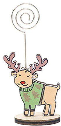 Legou Weihnachtsdekoration Holz + Metall Tischdekoration Hölzerne Notizhalte Holz Büro Dekoration Visitenkartenhalter Elch 5x16cm