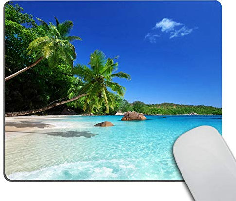 Wasach Tropical Paradise Sunshine Beach Coast Sea Palm Trees Mousepad,Custom Rectangular Mouse Pad 9.5 X 7.9 Inch (240mmX200mmX3mm)