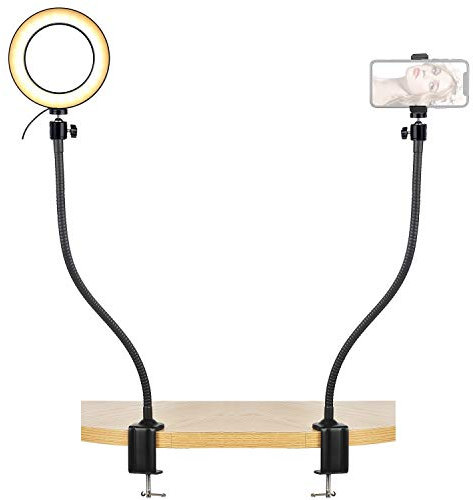 AYIZON Ringlicht mit Hater und Handy-Halterung, doppelter 64cm klappbar Halter mit 20cm Licht-Ring für iPhone 14 13 12 11 Pro, XS, XR Max, Verwendung für Live-Stream, YouTube, Zeichnen, Online-Kurs