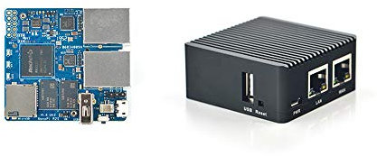 FriendlyElc NanoPi R2S - Mini router open source con porte Ethernet dual-Gbps 1 GB DDR4 basato su RK3328 Soc per IOT NAS Smart Home Gateway, bundle con custodia in metallo CNC