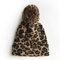 MoonyLI Unisex Adult Leopard Print Strickmütze Leopard Beanie Cap Big Pompom Hat Warme Leopard Printed Cap Wollmütze Winter Beanie Hat
