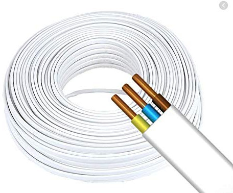 Flach Weiß Feuchtraumkabel Kabel Leitung YDY NYM-J 3 x 1,5mm | Elektrokabel Stromkabel (50m)