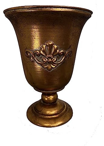 Pokal Amphore Dekovase Vase Blumenvase Antik Metall Vintage Deko Retro Design (30 cm Hoch Gold)