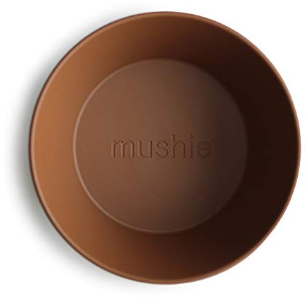 Mushie Bol de vaisselle pour enfants | Ensemble de 2 vaisselle réutilisable | Sans BPA, passe au lave-vaisselle et au micro-ondes | Fabriqué au Danemark | Caramel