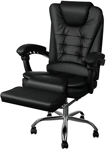 MT MALATEC Bürostuhl Chefsessel Drehstuhl Ergonomischer Schreibtischstuhl Kunstlederbezug 16224, Farbe:Schwarz/Black