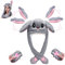 Whaline Hasenohren beweglicher Hüpfmütze, grauer Plüsch-Hasenhut, Kappe mit beweglichen Ohren, Osterohren, Pop-Up-Hut, lustiger Hasenhut für Damen, Mädchen, Teenager, Geschenk, Cosplay, Ostern, Party,