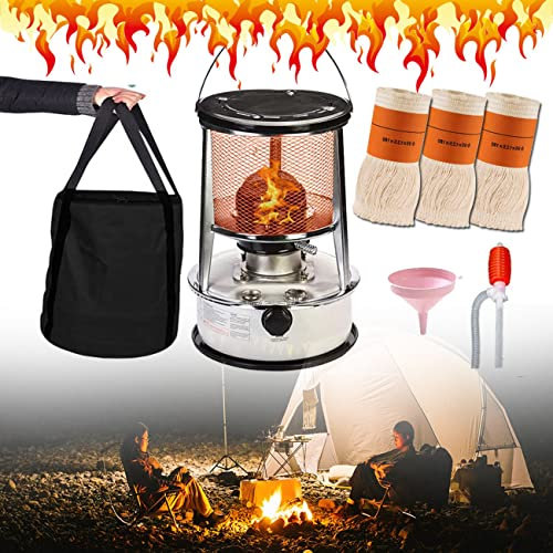 SUNWEII Petroleumofen für Innenräume Ohne Strom mit 3 Docht, Große Petroleum Heizung Heizer mit Umfallschutz, Tragbarer Effizienter für Innen Outdoor Camping Barbecue Blackout ausrüstung,White-6L