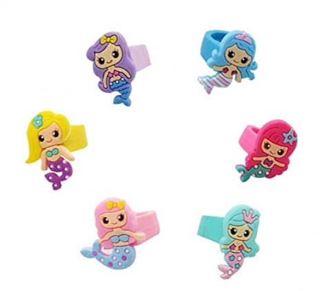 Ericetion Silikon-meerjungfrau Ringe Set 10 Stücke Pretend Play Dress Up Ringe Für Kinder Und Kleine Mädchen Babyparty Party Geburtstag Dekoration