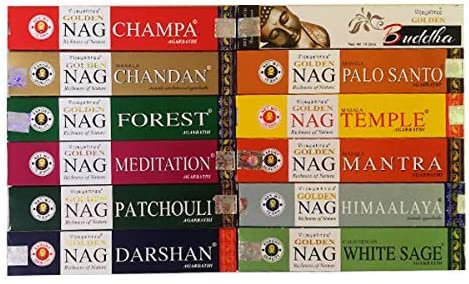 NALE Vijayshree Golden Nag Räucherstäbchen, 12 Packungen à 15 g