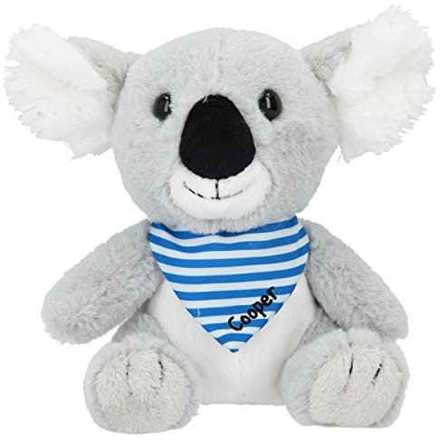 Depesche 11952 SNUKIS - Kuscheltier Koala Cooper mit super weichem Plüschfell in Grau und Weiß, ca. 18cm großes Plüschtier mit dunklen Knopfaugen und einem Halstuch in Blau