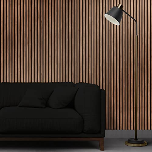 Slat Wood Wall Panels - Decorative & Sound Absorbing Contemporary Acoustic Slatted Wall & Ceiling Panelling (Walnut Sample 12CM)